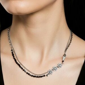 Dazzling Silver Floral Necklace
